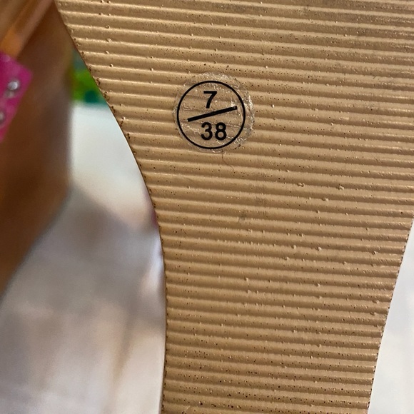 Chinese Laundry, Jungle Gym, Leather Platform Wedge Sandals, Pink/Tan, W Size 7 - Picture 13 of 16